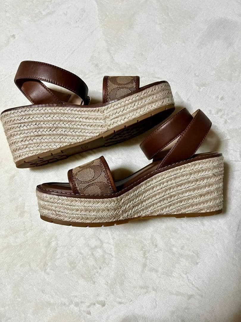 美品❤COACH コーチ エスパドリーユ 24cmサンダル ウェッジソール 箱