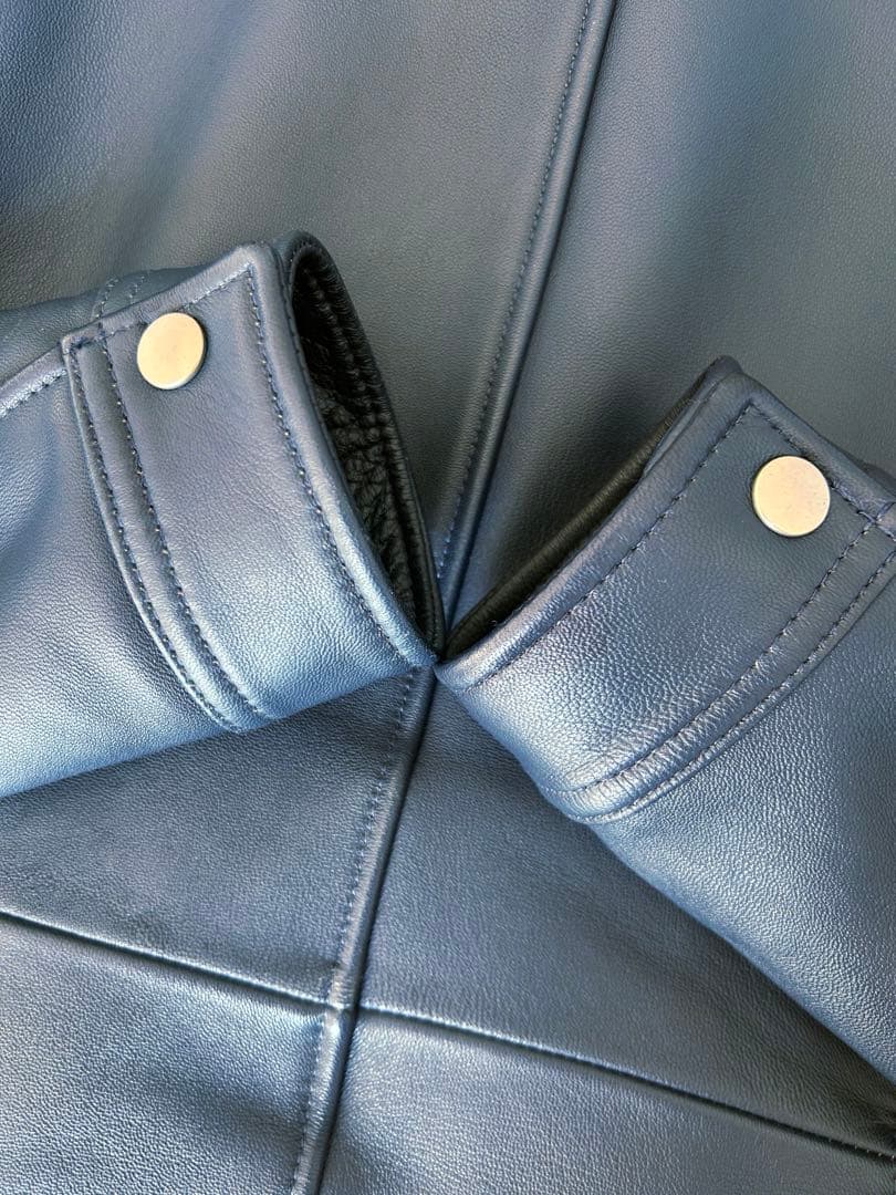 シングルライダースジャケット RT ブルー　羊革