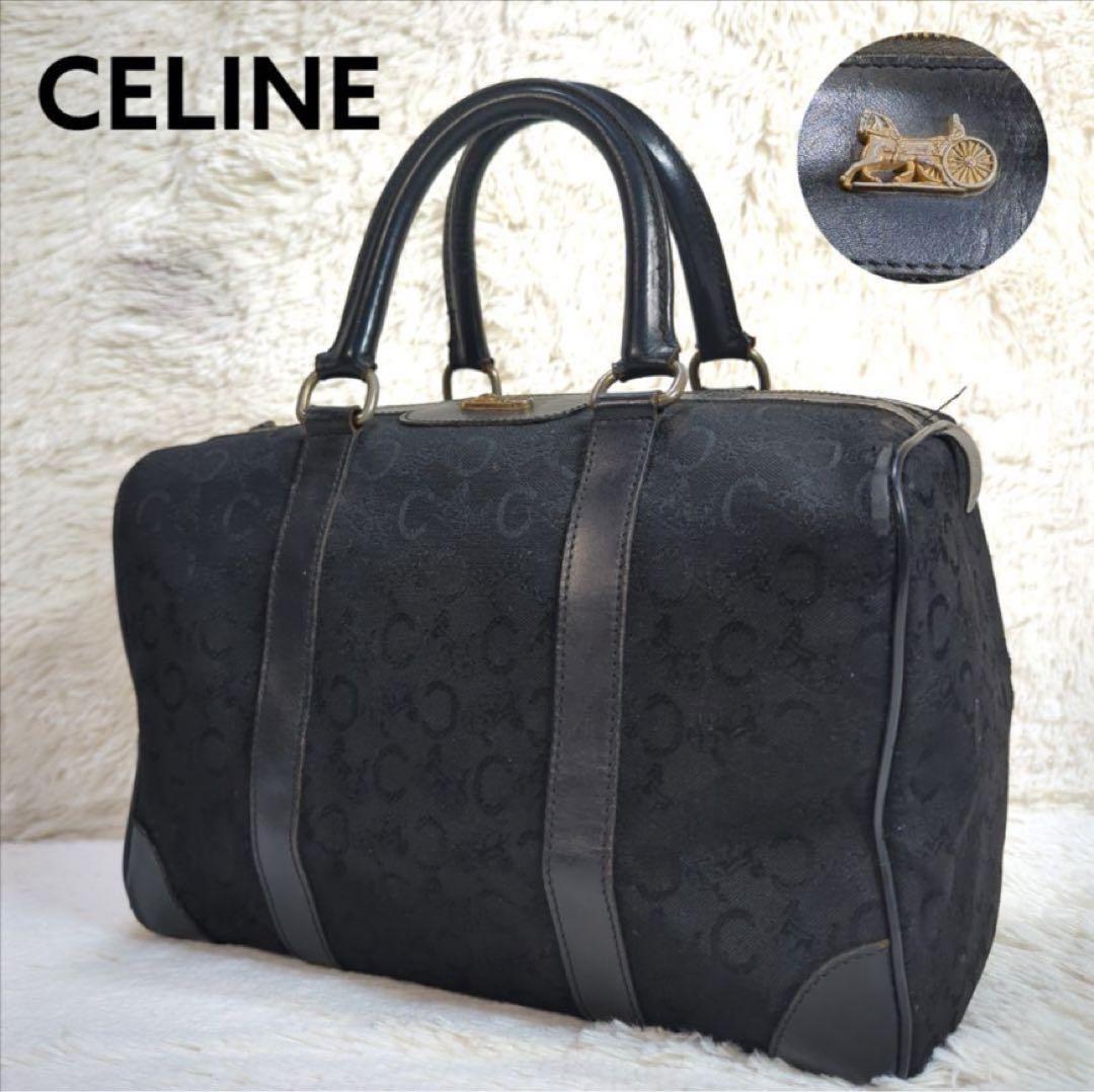 CELINE　オールドセリーヌ　ボストンバッグ　Cマカダム　馬車金具　ブラゾン