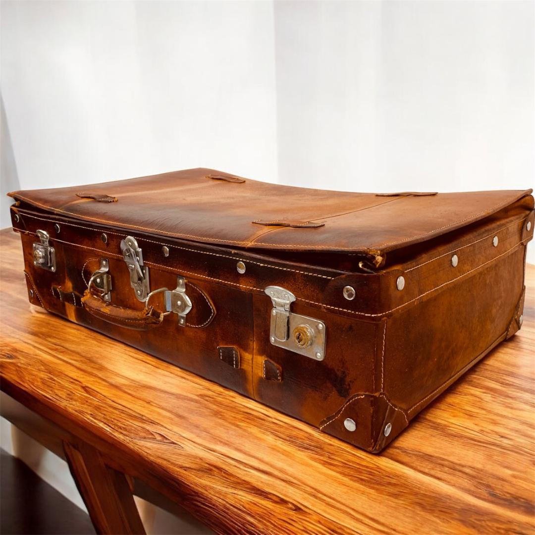 特大　レザー　本革トランクケース　トランクバッグ　ビンテージ　75cm×45cm