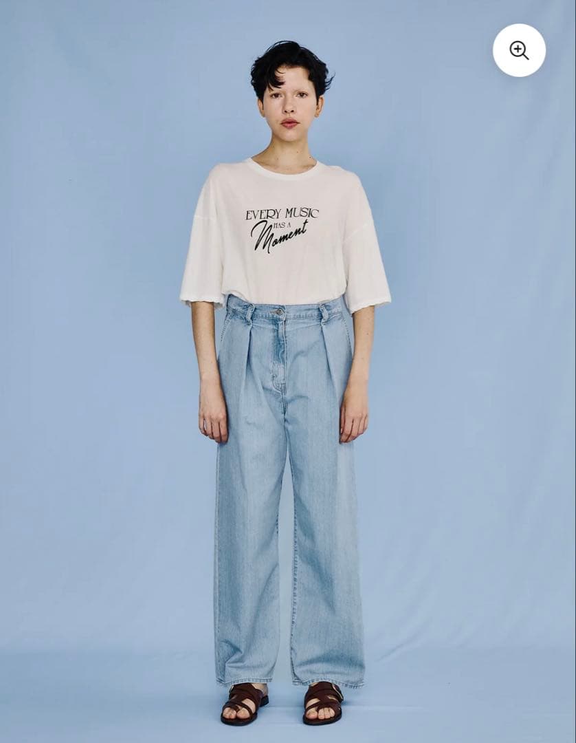 TICCA ライトデニムタックワイドパンツ　ライトブルー　size①