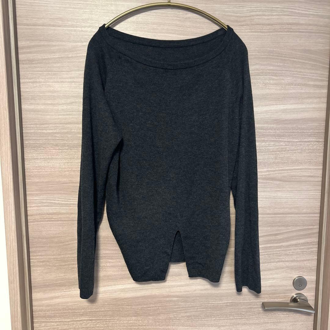 Plage 25AW Off shoulder slit ニット 3 グレー