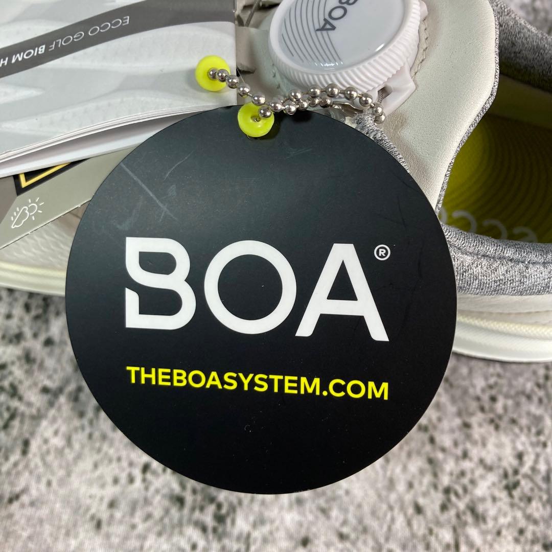 新品同様 エコー ゴルフシューズ ホワイト レザー BOAシステム ゴアテックス