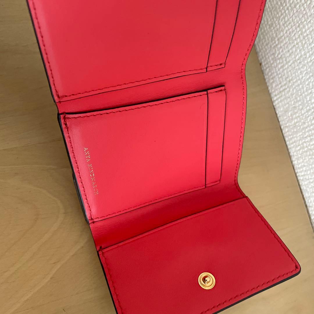 美品 ANYA HINDMARCH 3つ折り財布 ミニ財布 レザー ワインレッド