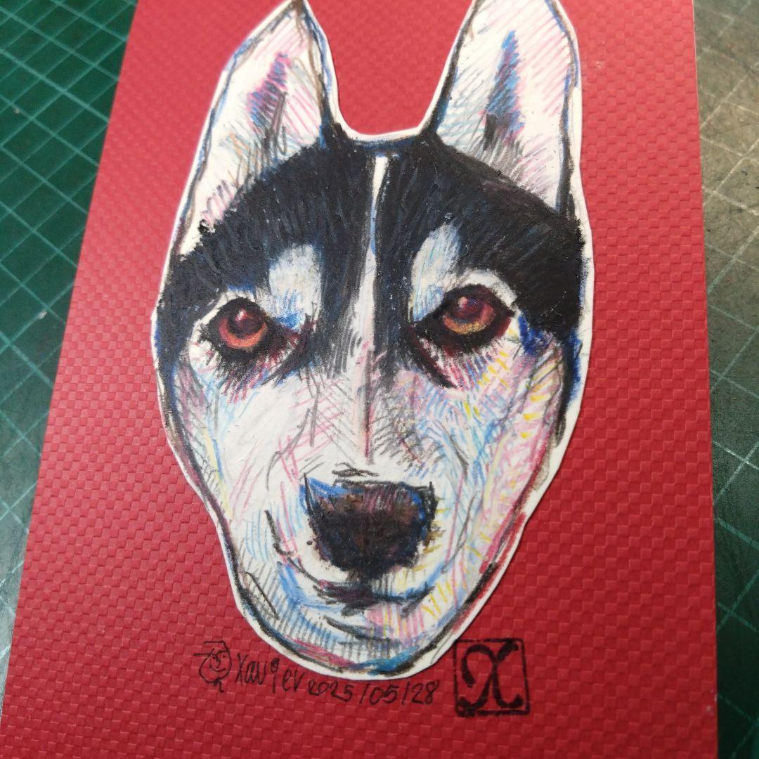 【ザビちゃん】【原画肉筆】ワンちゃん・ハスキー