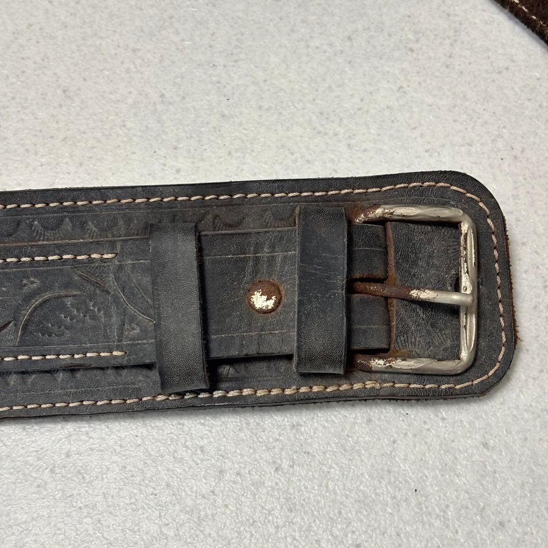小物 leather carving western gun belt Y2K