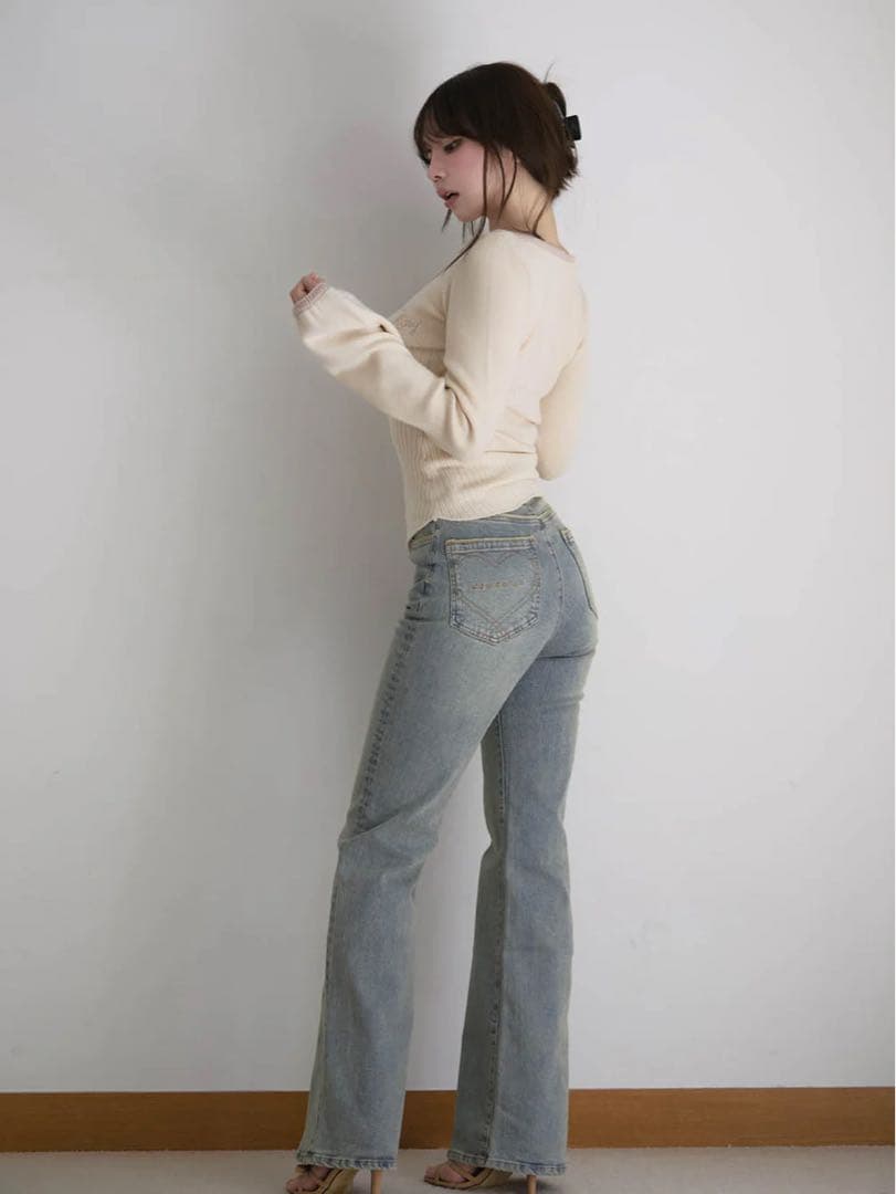 パンツ Heart stitch denim M andmary