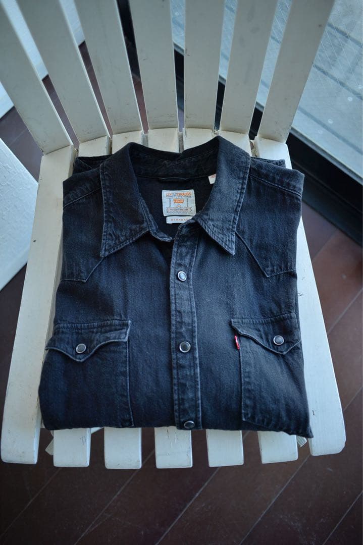 k2106Levi's バーストゥ ウエスタンシャツ ブラックデニム XL