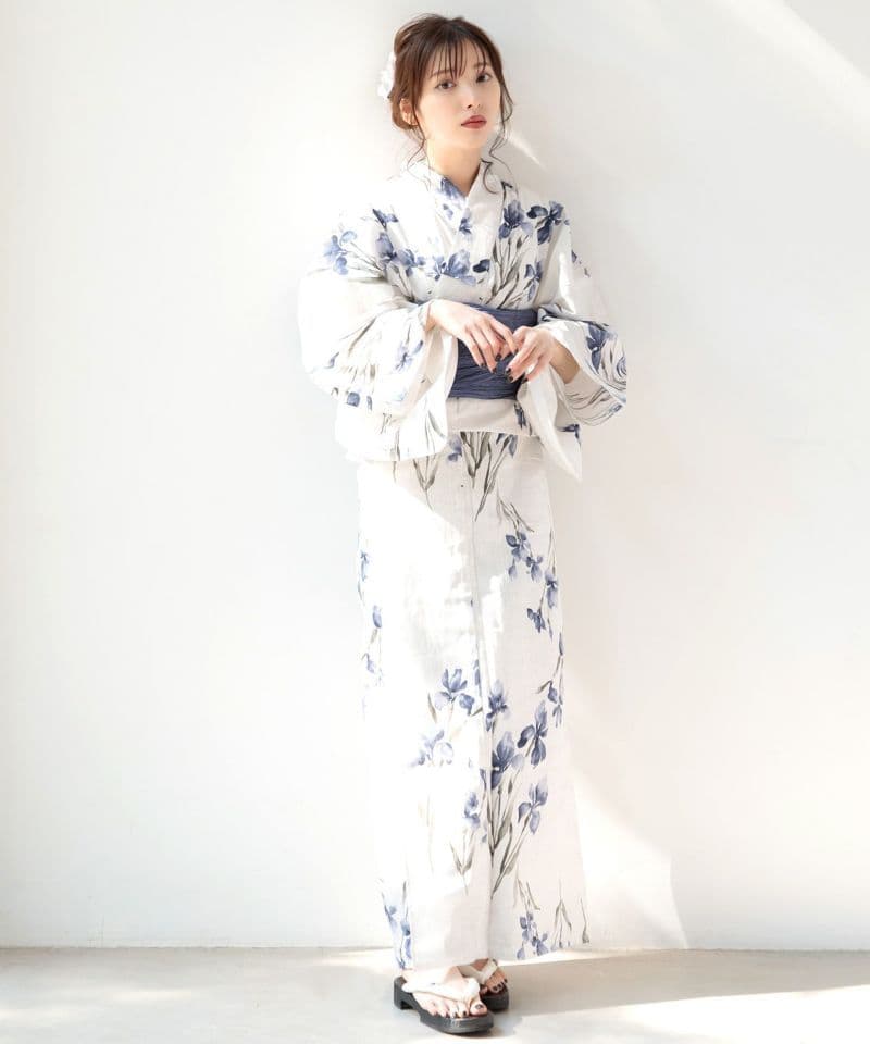 【ディータ】Dita【京の水墨画水仙】浴衣 帯 下駄セット 青 ブルー 花火大会