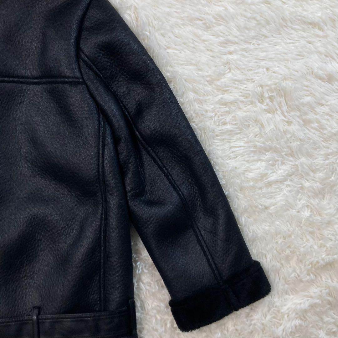 ZARA フェイクムートン ダブルライダース ボアジャケット ボア B-3