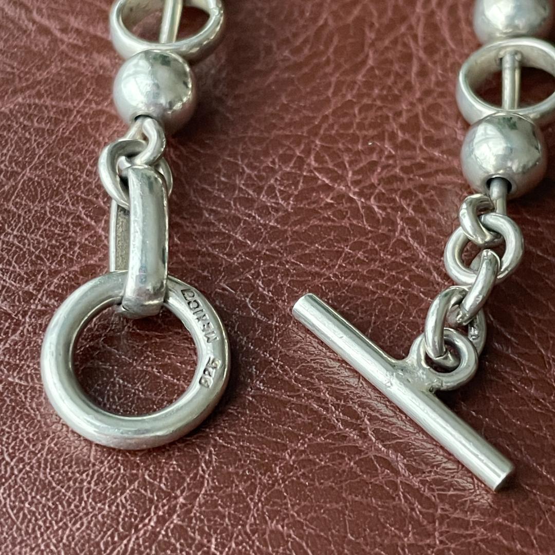 ビンテージシルバー925ブレスレット メキシコ製 ボールチェーン TAXCO