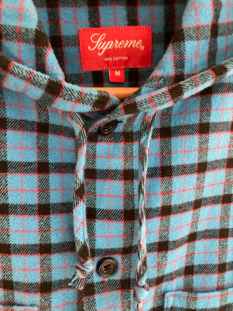 シュプリーム ミニプレイドフーデッドシャツ M