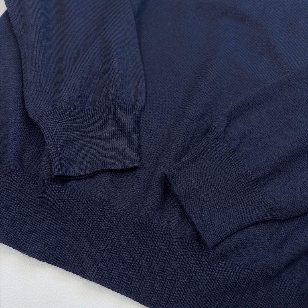 極美 グランサッソ モックネック ニット ネイビー ウール100％ イタリア製