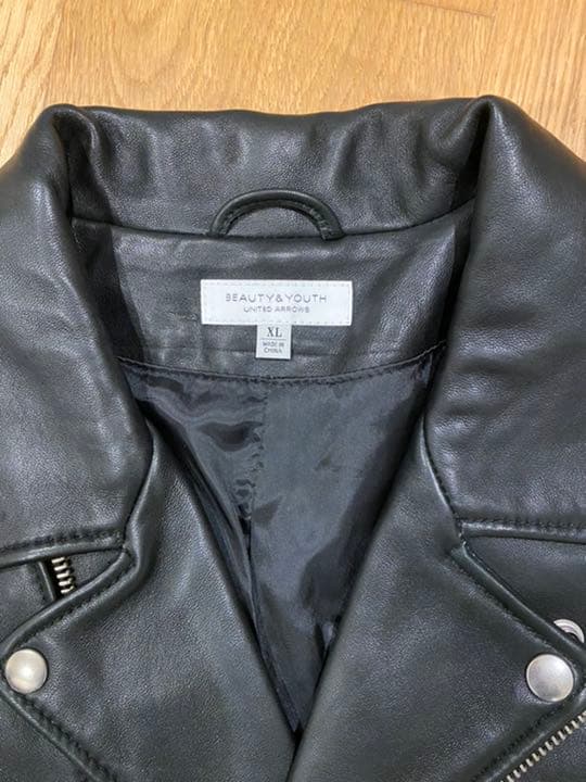 ビューティー＆ユース　ラムレザー　ダブルライダースジャケット