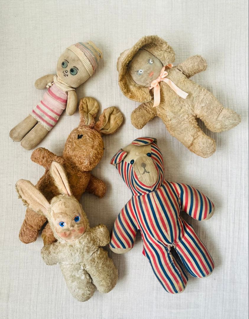 アンティークヴィンテージUSAテディベア うさぎドール古びたぬいぐるみ