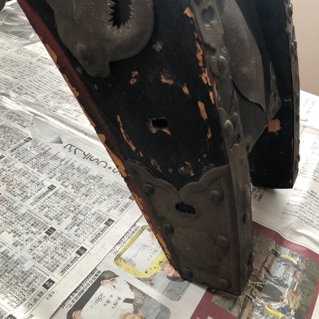 【骨董】龍・鶴図飾金具付き 和鞍（馬鞍）馬具 部品取り #933