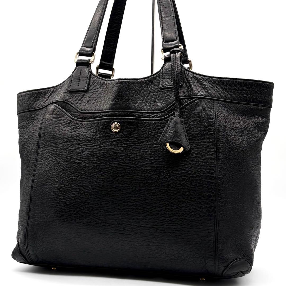 【極美品】アニアリ トートバッグ レザー 肩掛け A4可 チャーム付き ブラック