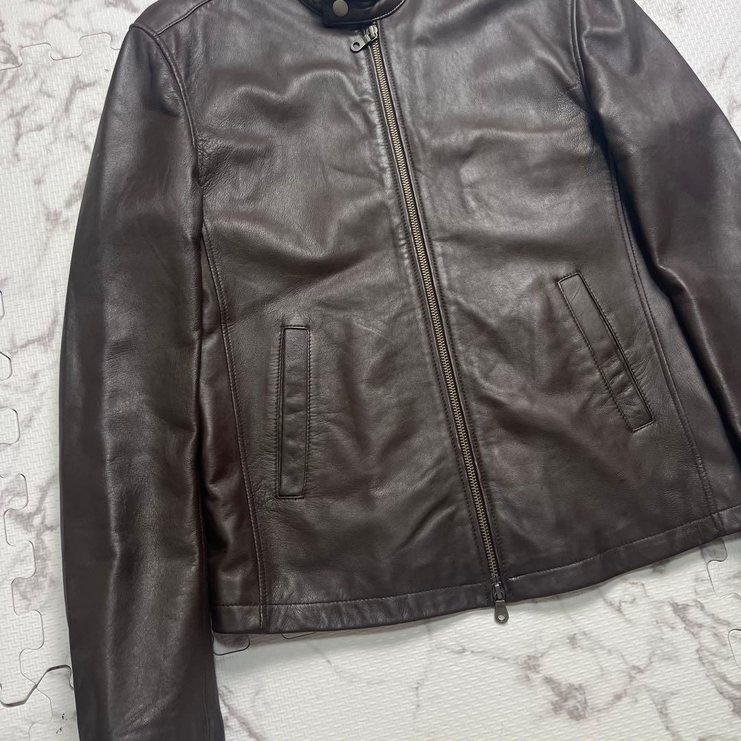 美品✨シップス シングルライダース 羊革 ブラウン 本革 Lsize