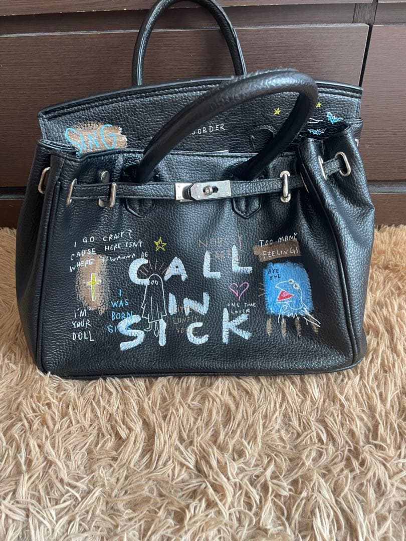 guernikaグラフィックプリント トートバッグ 黒