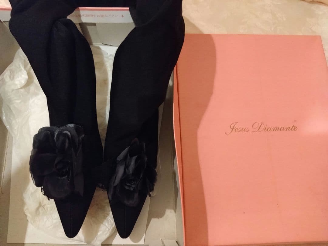 ジーザスディアマンテ★薔薇レースリボン黒ニーハイブーツ