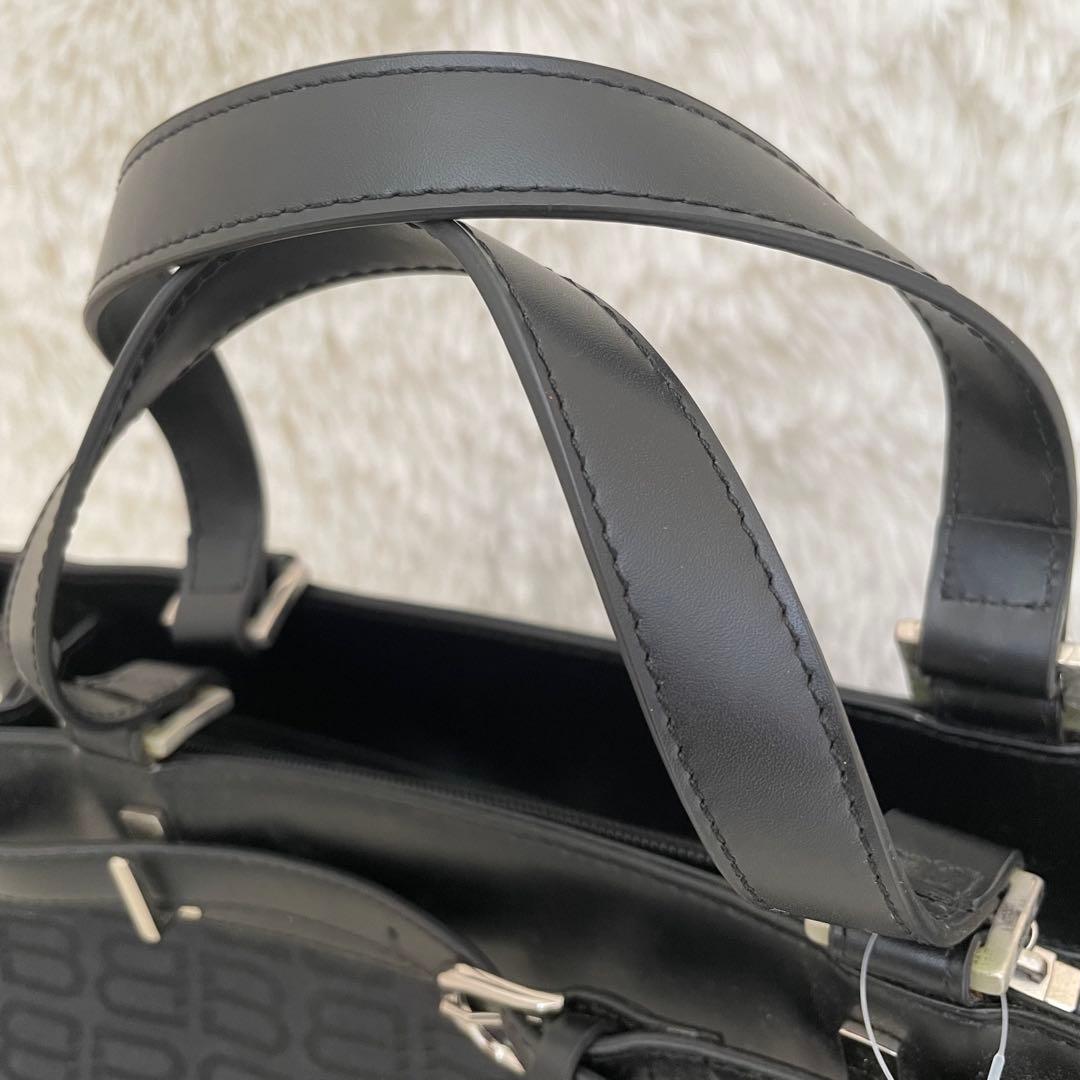 新品未使用 バレンシアガ トートバッグ BB柄 キャンバス レザー ブラックA4