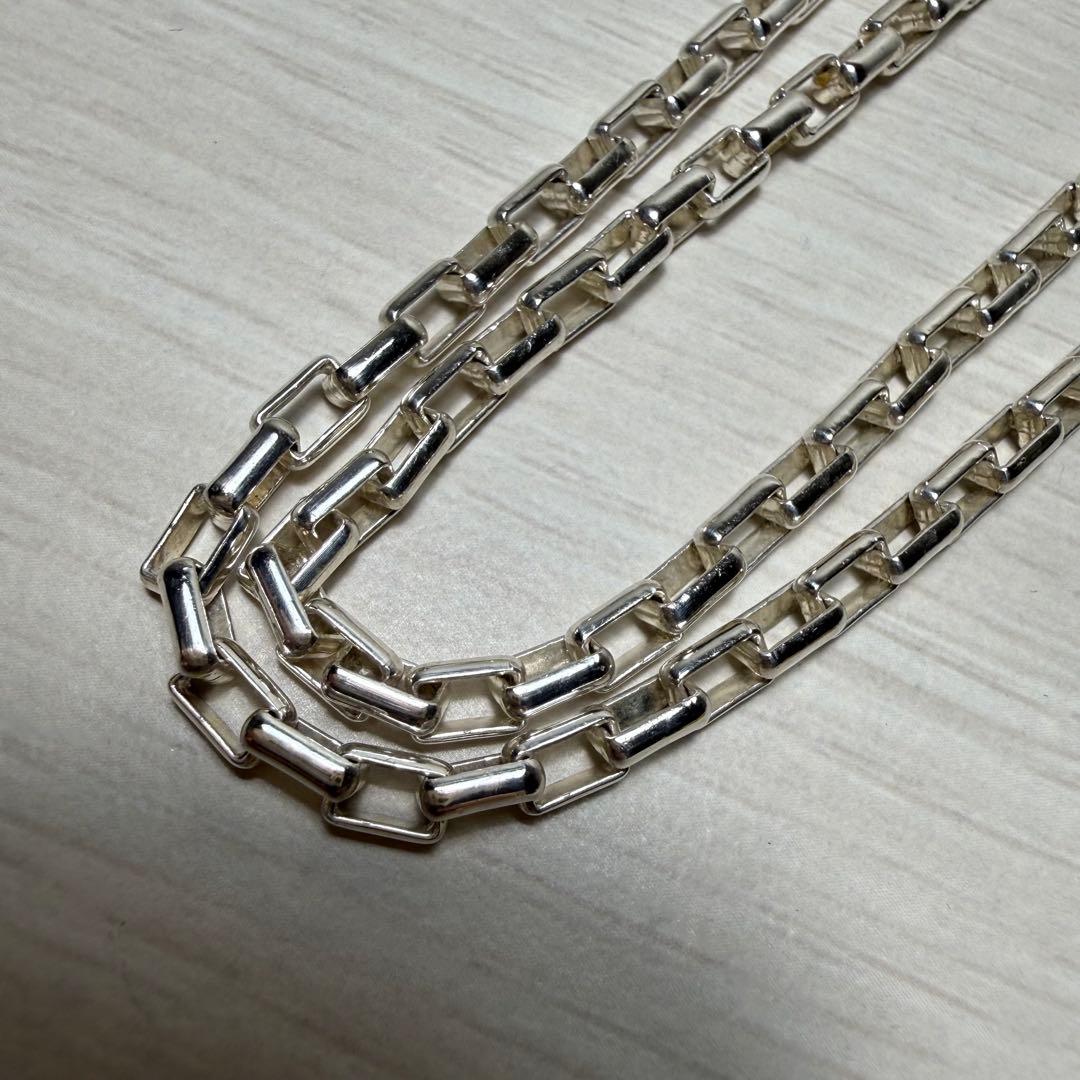 シルバー925 スクエアチェーン　ロング　ネックレス　重量感