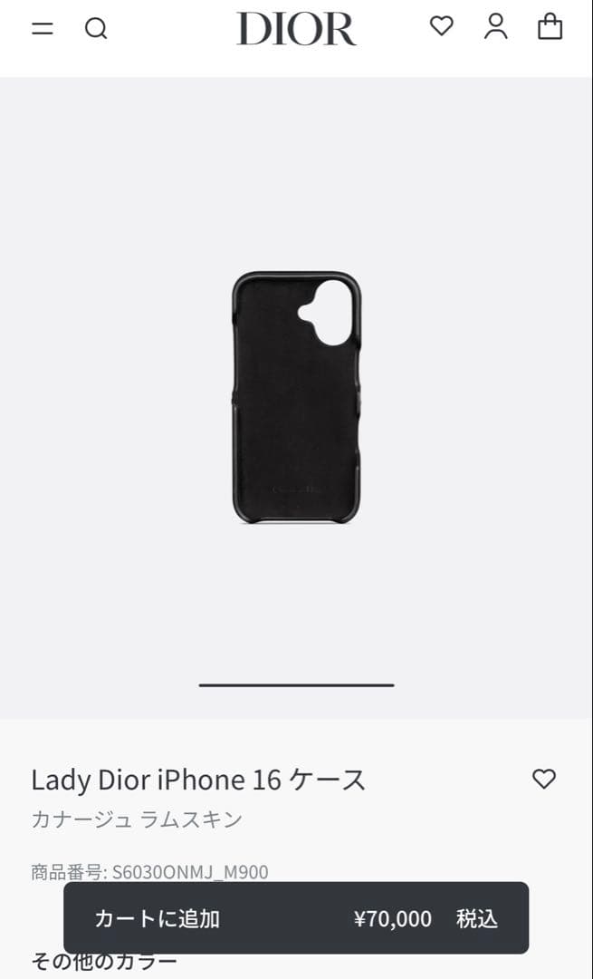 【新品未使用】Christian Dior iPhone 16 ケース ブラック