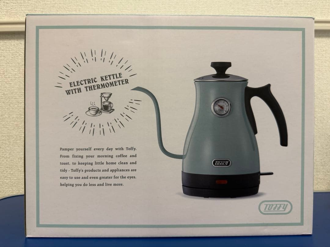 【新品】Toffy 温度計付き電気ケトル ペールアクア K-KT3-PA