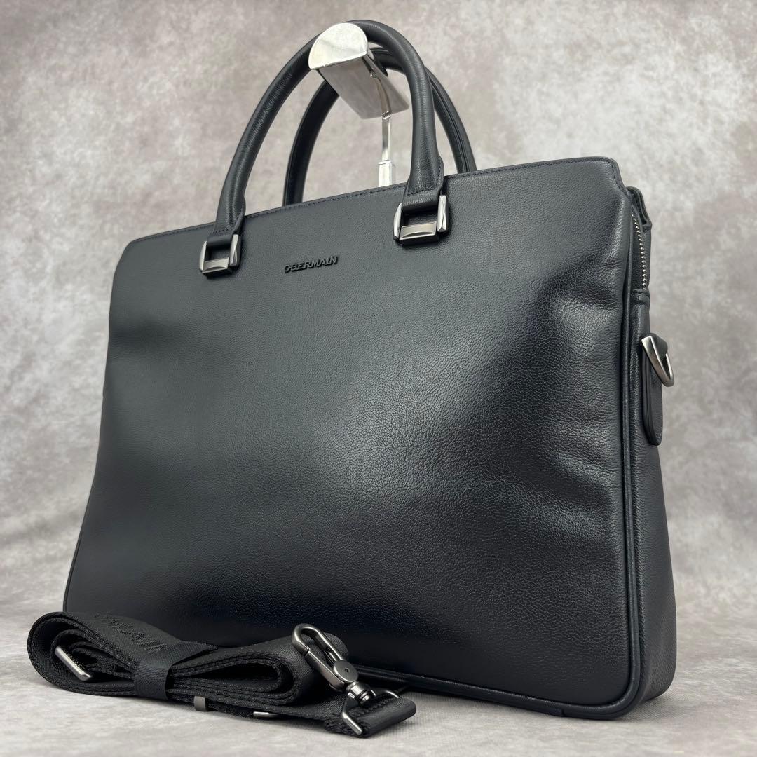 【美品✨】OBERMAIN 2way ビジネスバッグ ブリーフケース レザー 黒