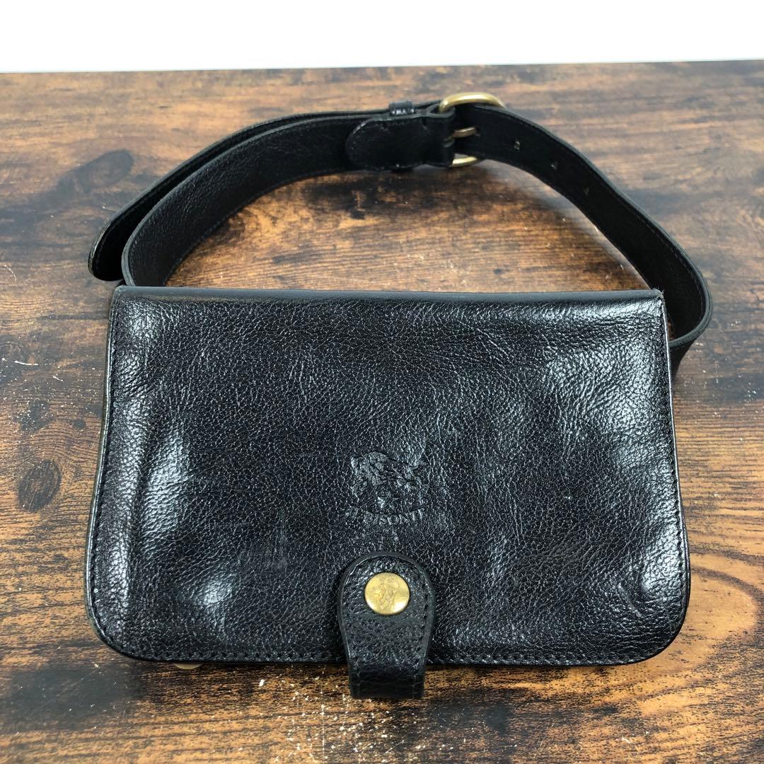 イルビソンテ ウエストポーチ ウエストバック レザー ブラック