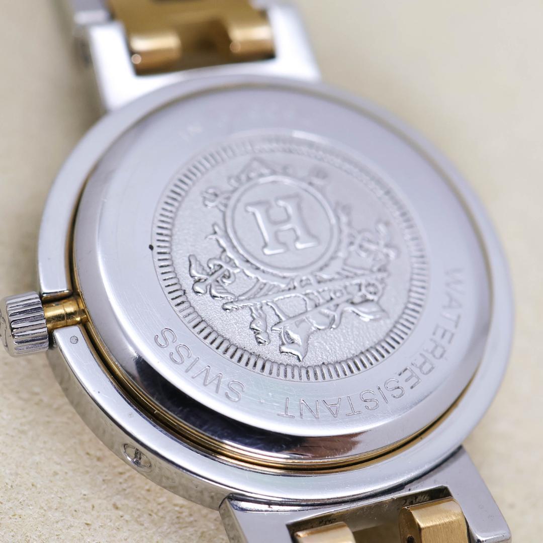 稼働 Hermes クリッパー 腕時計 ゴールド コンビ Hベルト 2718a