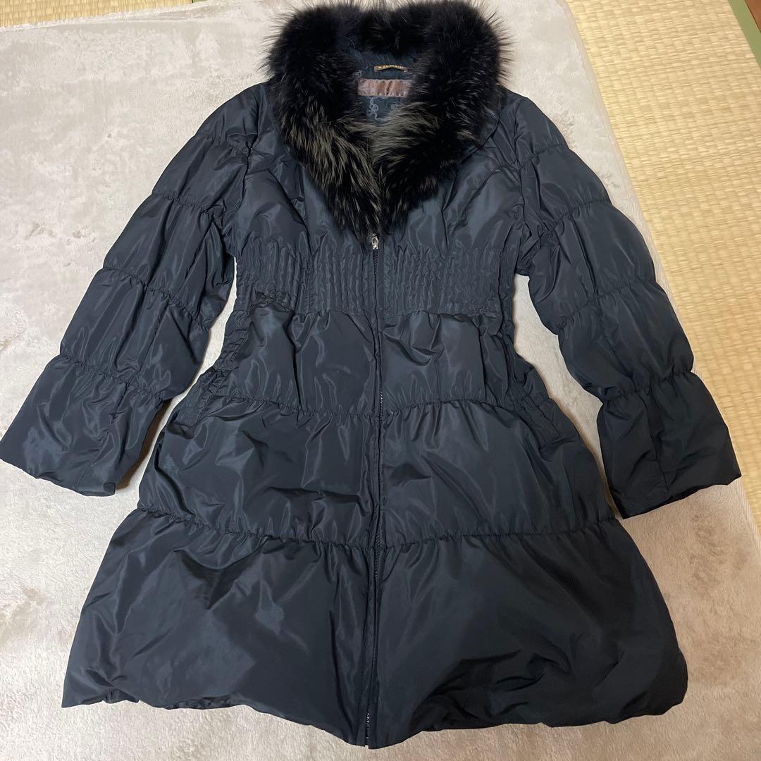 【極美品】BALMAIN ダウンコート ラクーン ロング ブラック L