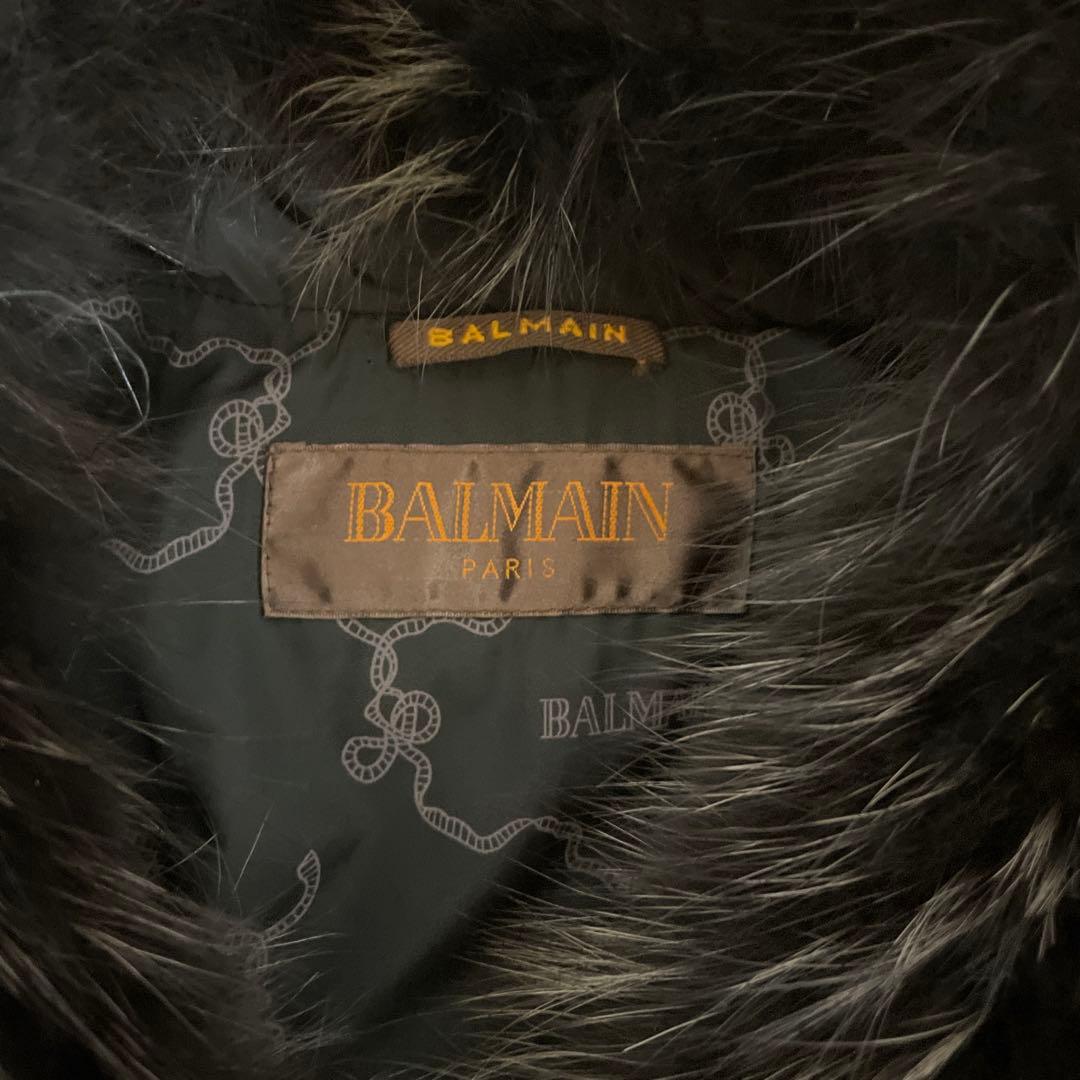 【極美品】BALMAIN ダウンコート ラクーン ロング ブラック L