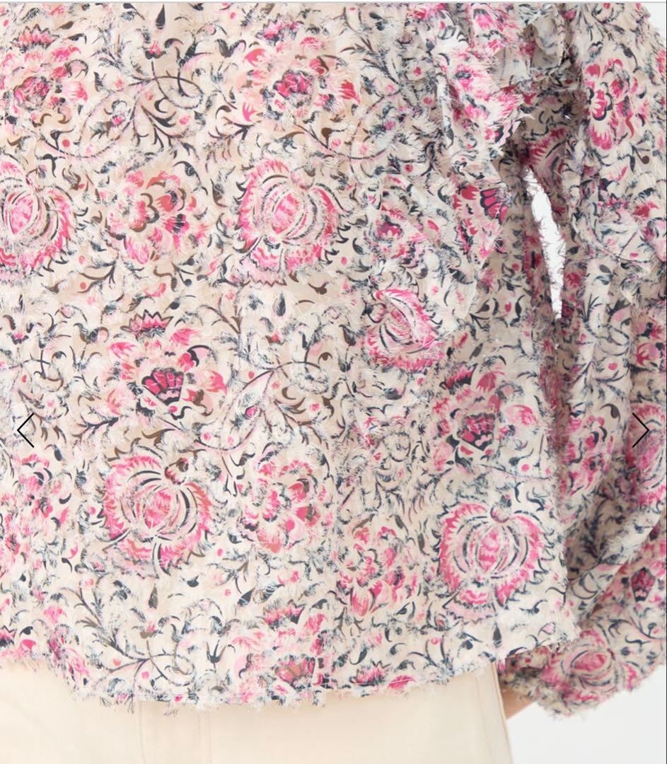 SOULEIADO フリルブラウス ピンク ラメ 36 花柄 トゥモローランド