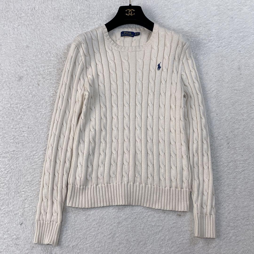 美品✳︎ポロラルフローレン ミルクティベージュ ケーブルニット M　綿100％