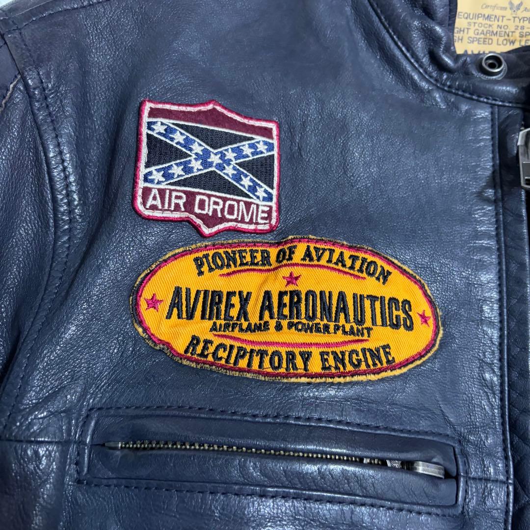 AVIREX マルチワッペン ゴートスキン シングルライダースジャケット L