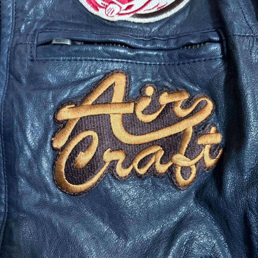 AVIREX マルチワッペン ゴートスキン シングルライダースジャケット L