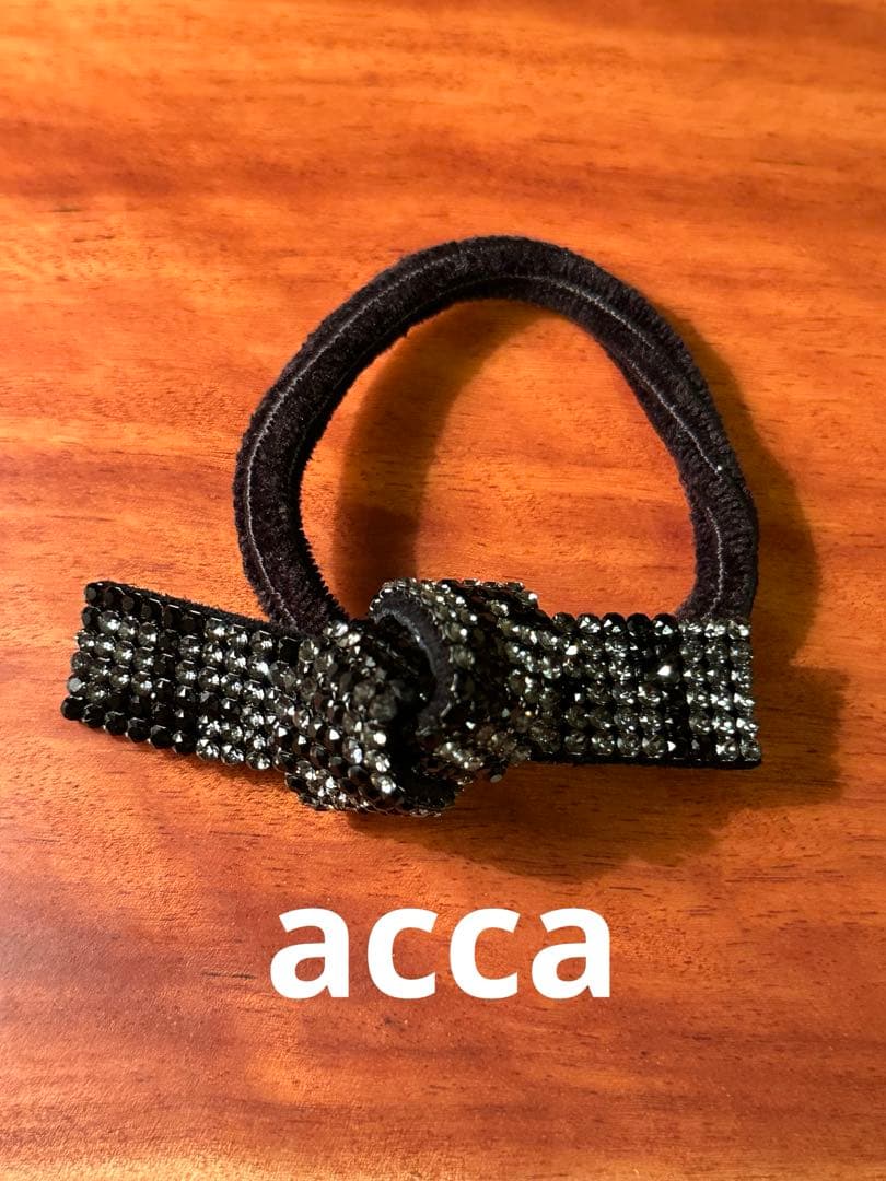 ACCA アッカ￼￼黒リボンスワロスキージェムヘアゴム