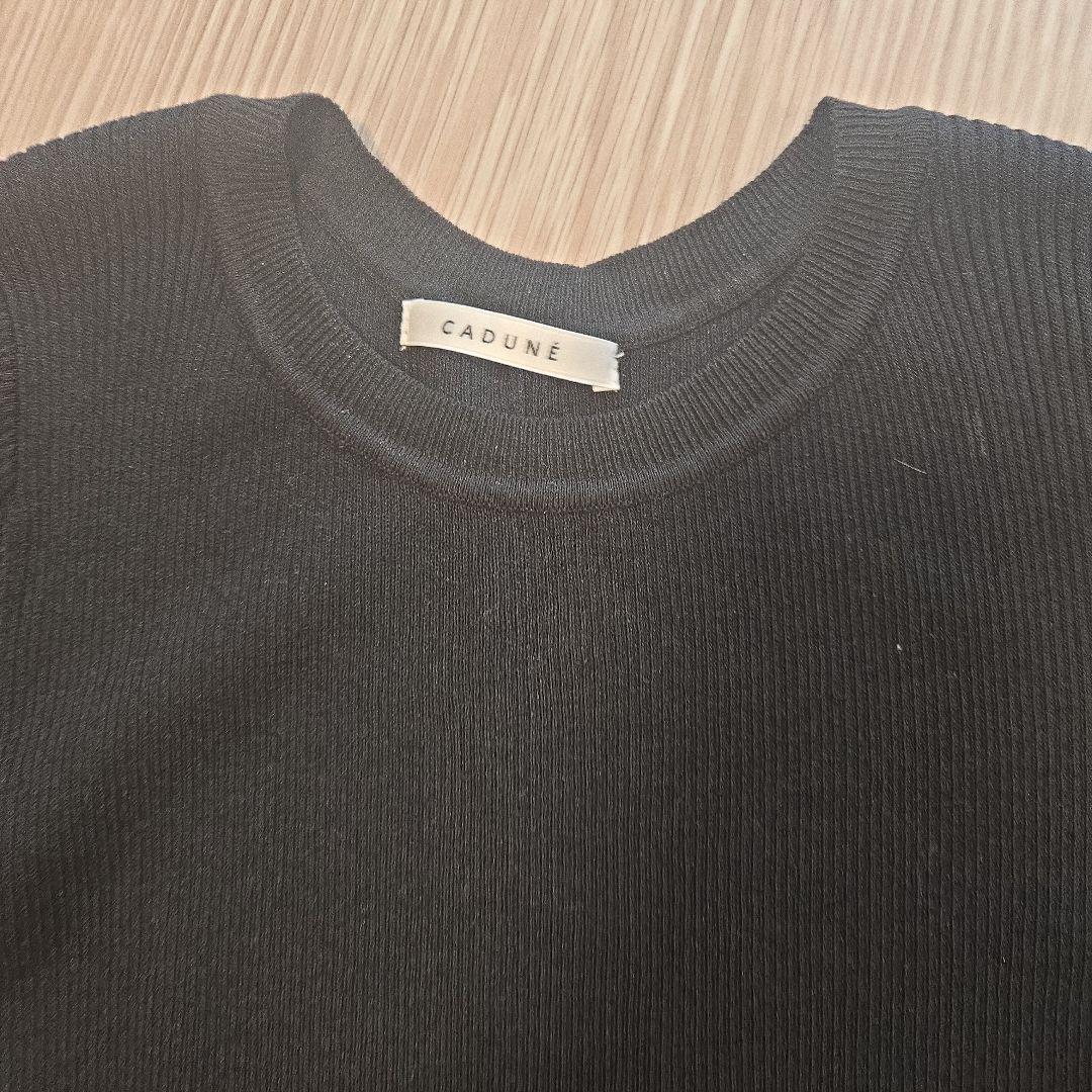 CADUNE ブラック 長袖ニット レース裾