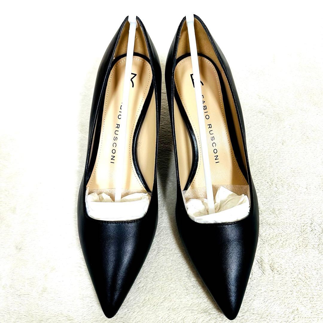 ★新品★ FABIO RUSCONI ポインテッドトゥパンプス　37 黒 レザー