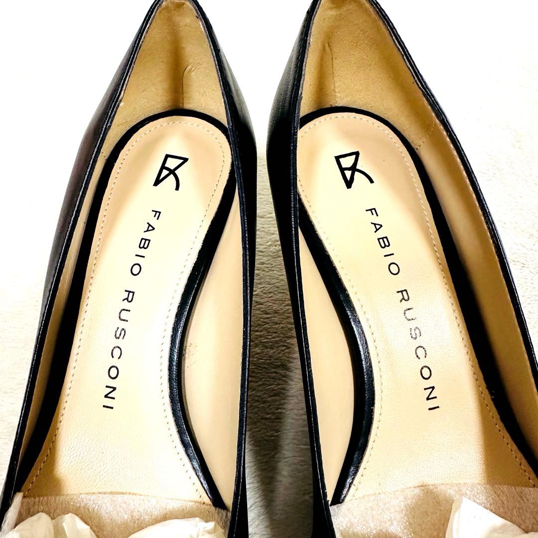 ★新品★ FABIO RUSCONI ポインテッドトゥパンプス　37 黒 レザー
