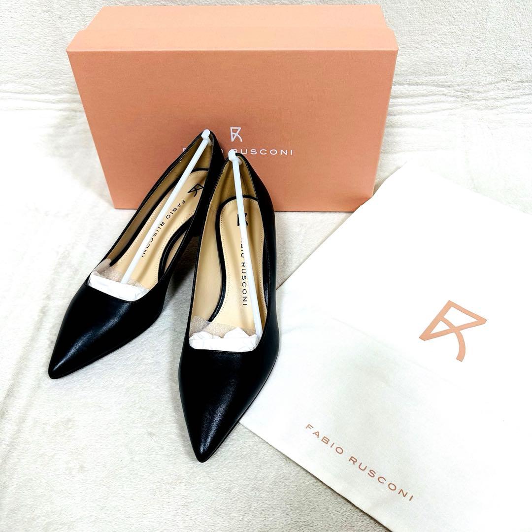 ★新品★ FABIO RUSCONI ポインテッドトゥパンプス　37 黒 レザー