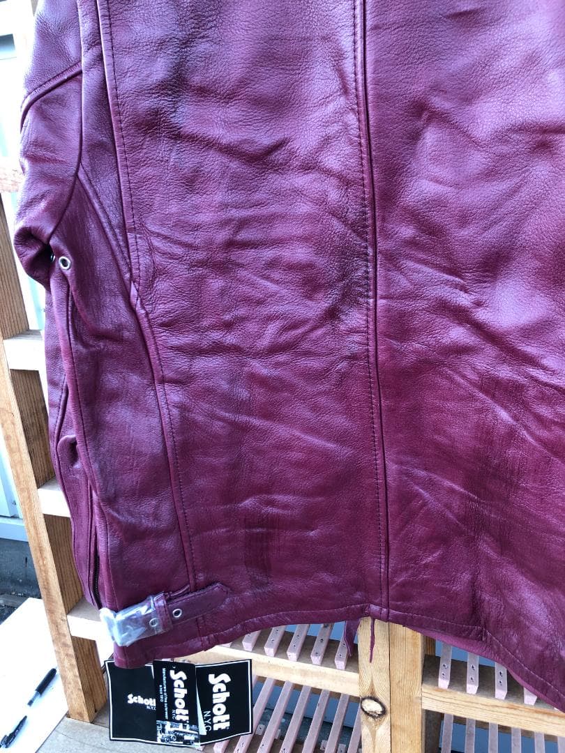 [訳あり]新品 Schott シングルライダースレザージャケット エンジ/M