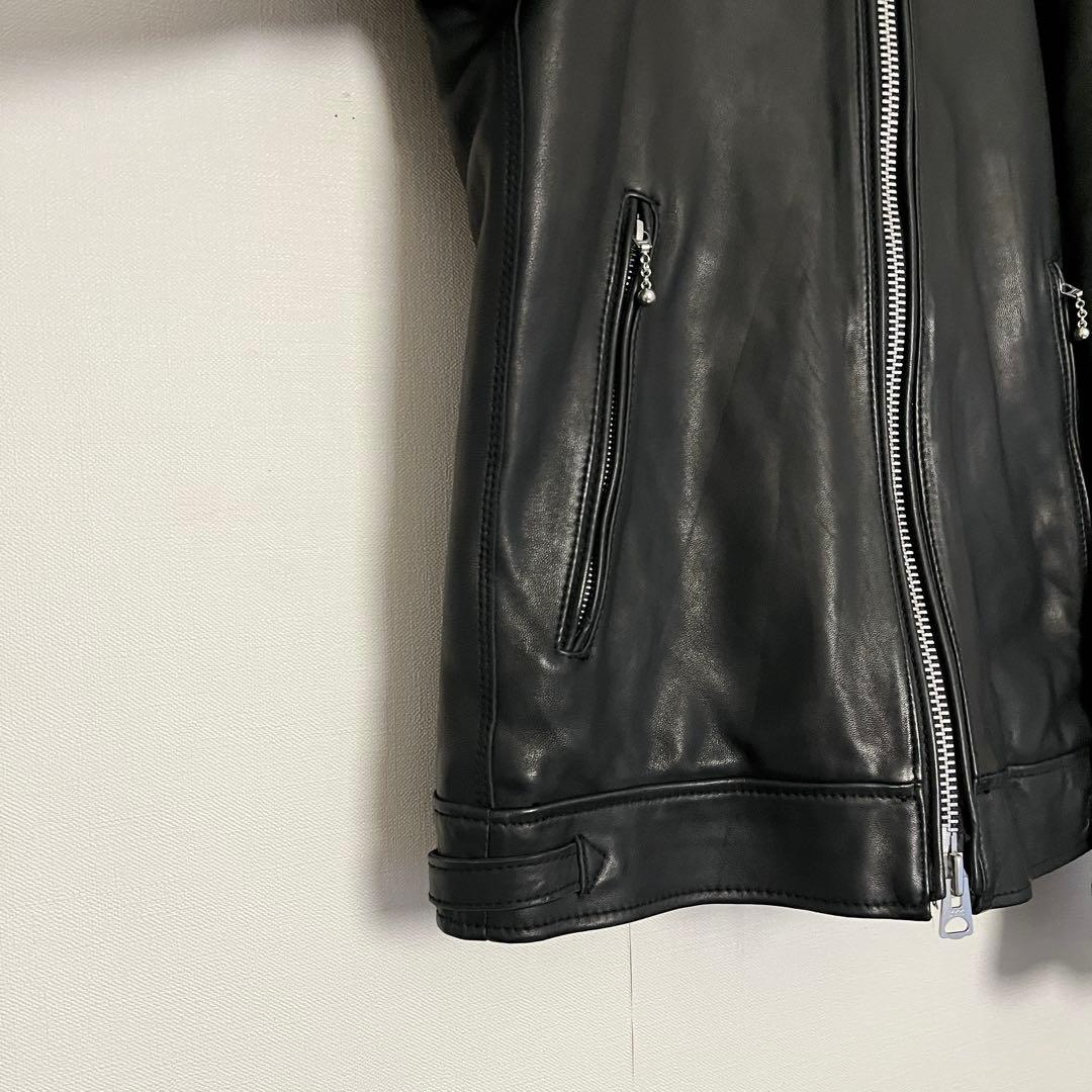 【未使用に近い★希少襟付】ナノユニバースシングルライダース ラムレザージャケット