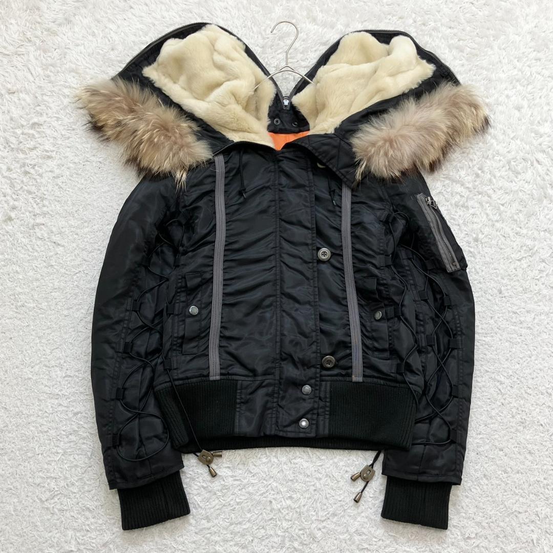 Y2K✨アヴィレックス N-2B ミリタリージャケット 短丈 ボア ファー 黒