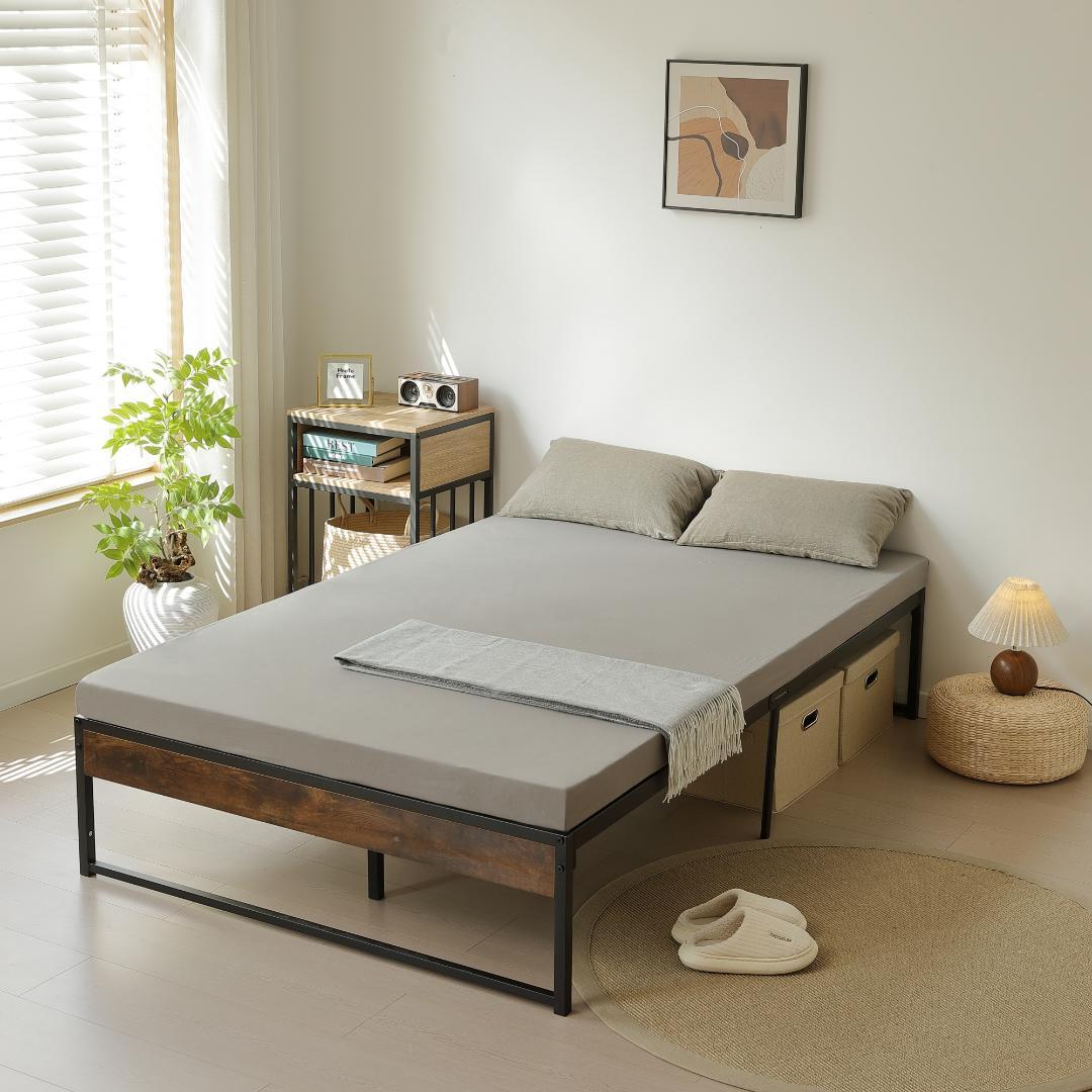 【限定価格】ベッドフレーム木製 パイプフレーム 【セミダブル SD】BLACK