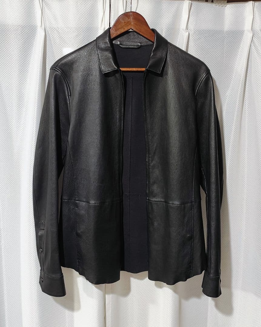 ​【極美品】GIORGIO ARMANI 最高級ラムレザー シャツジャケット M