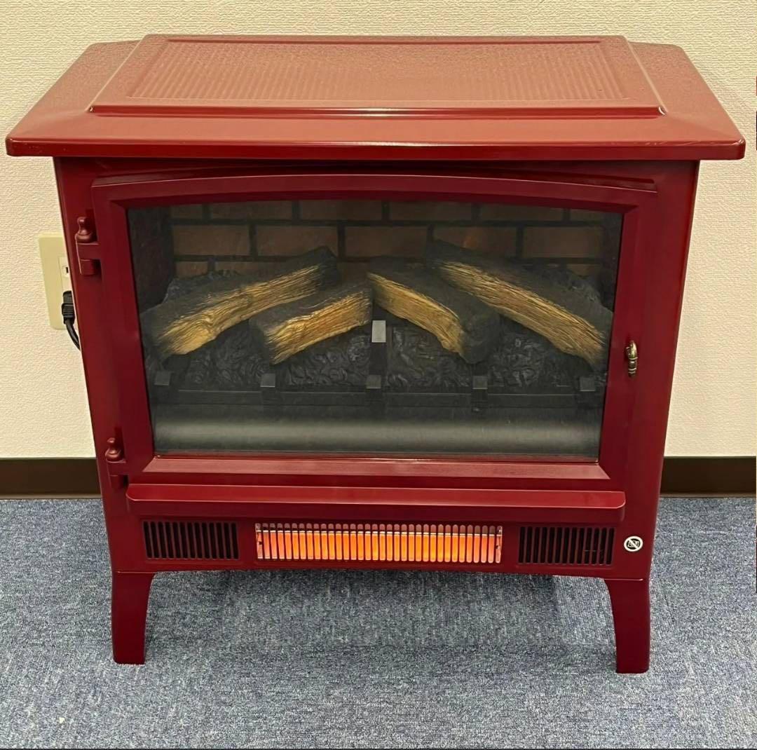 QVCジャパン 暖炉風電気温風機 暖炉型ファンヒーター パワーヒート ラージ赤