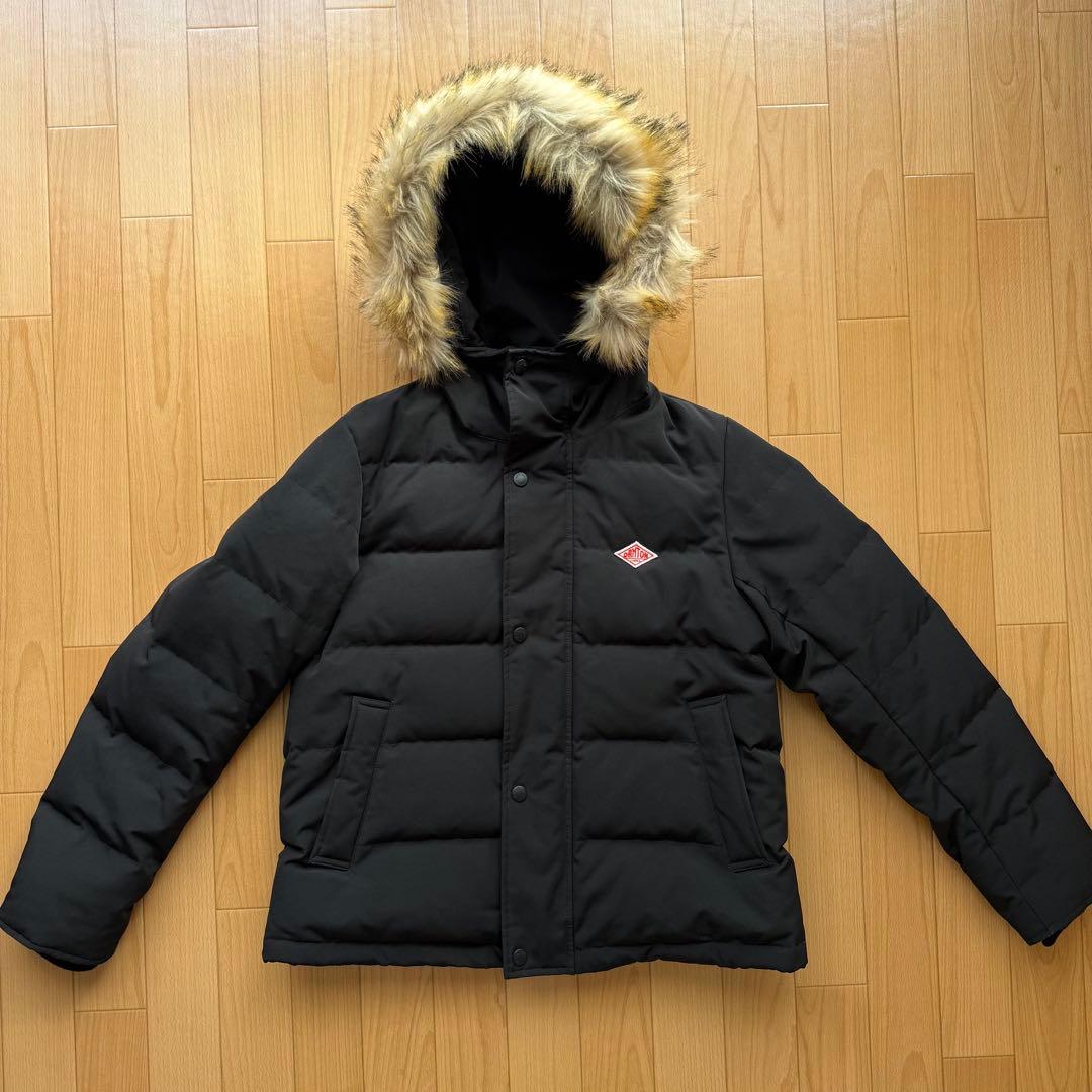 DANTON ファー付きブラックダウンジャケット