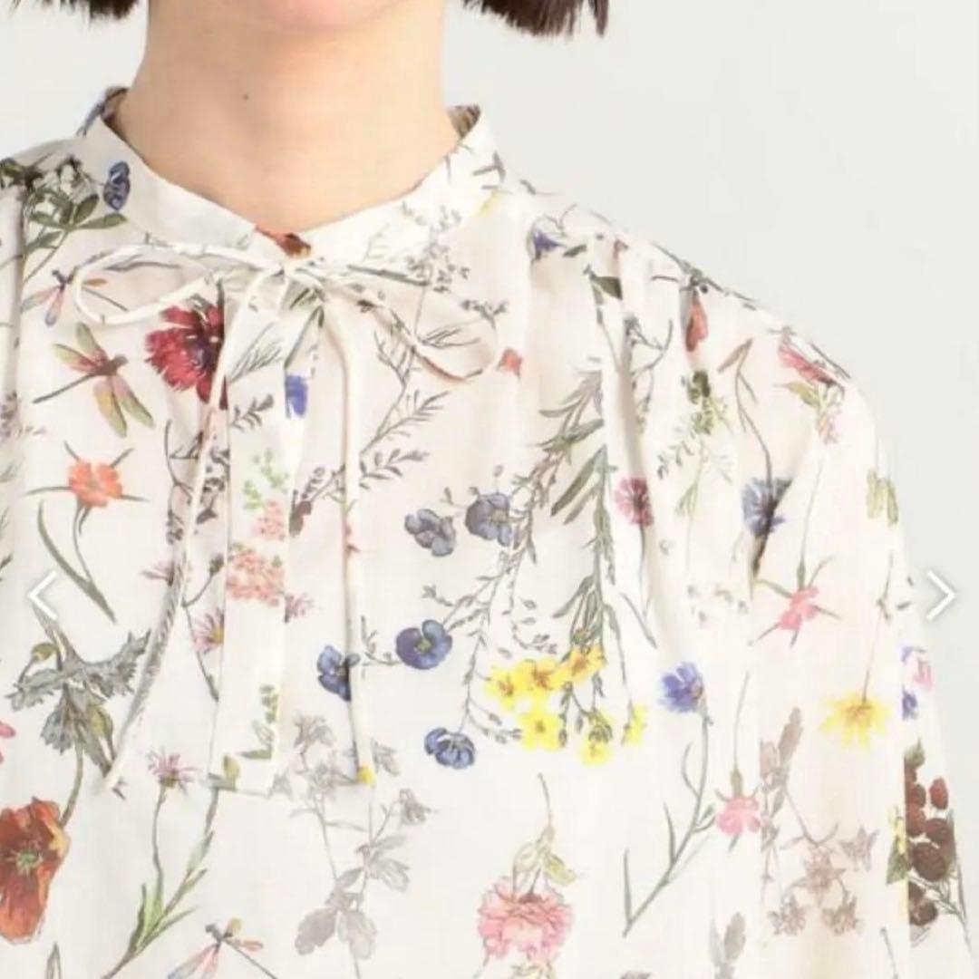 美品◎トゥモローランド ボタニカルリベルラプリント ボウタイブラウス